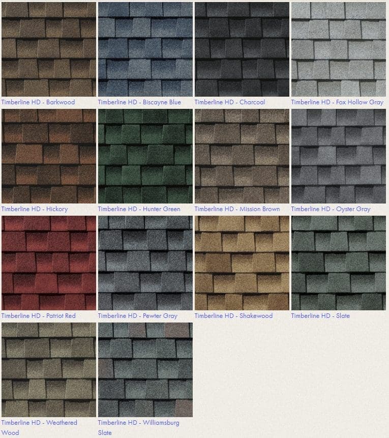 Timberline HDZ Shingle Colors