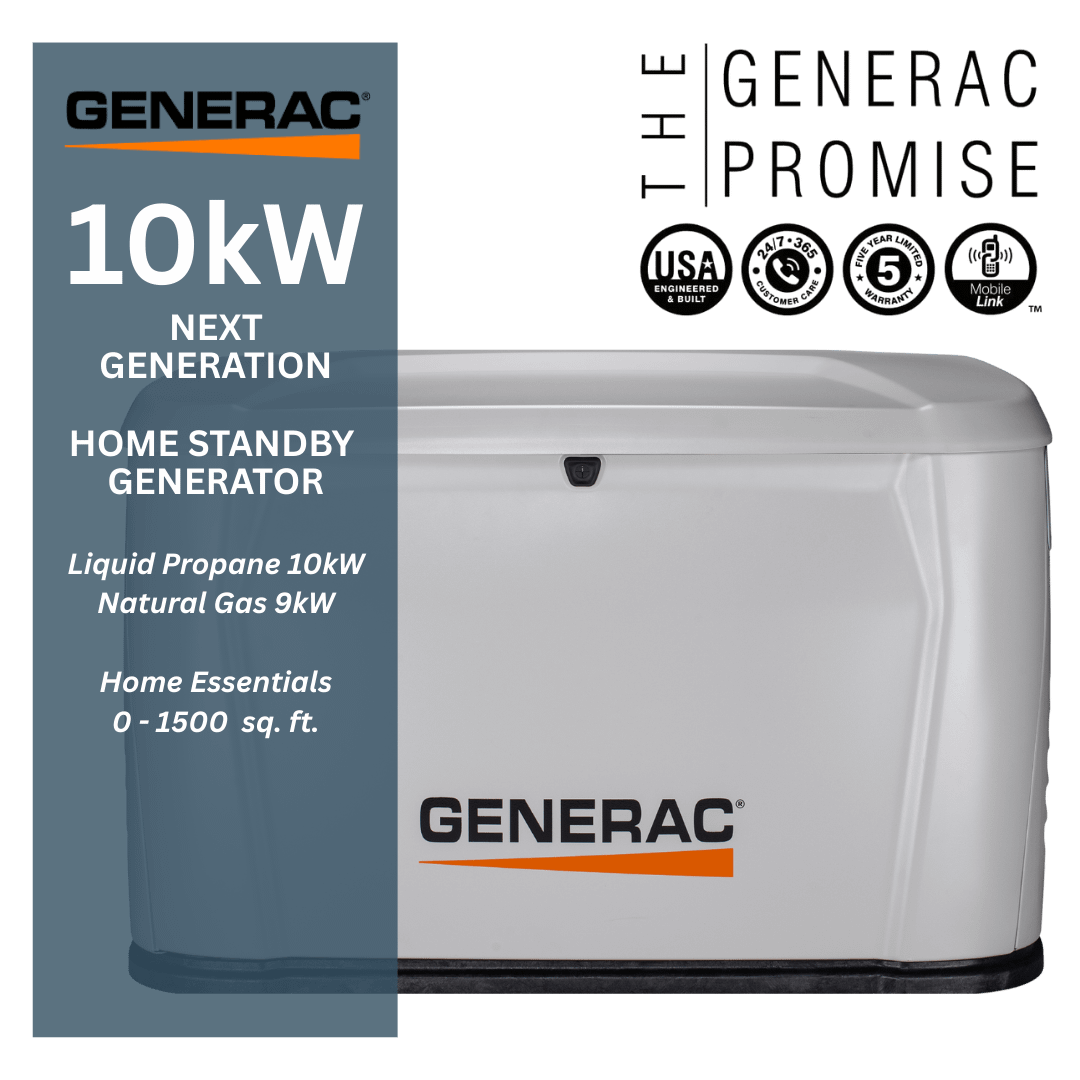 10/9kW air-cooled standby generator