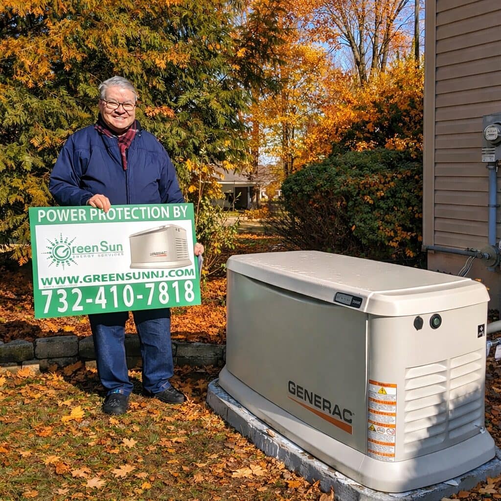 Kendall Park homeowner with newly installed Generac generator by Green Sun Energy Services, LLC